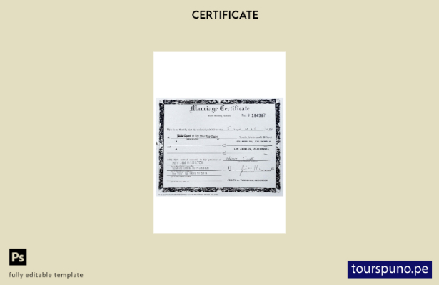 listo para imprimir plantilla de certificado de matrimonio de Nevada de EE. UU.